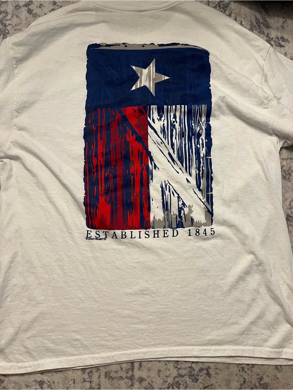 Texas 1845 Shirt with Red & Blue Flag Print
